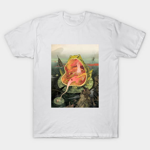 Frog Illustrations Weave Together Mysterious T-Shirt by tinaschoen